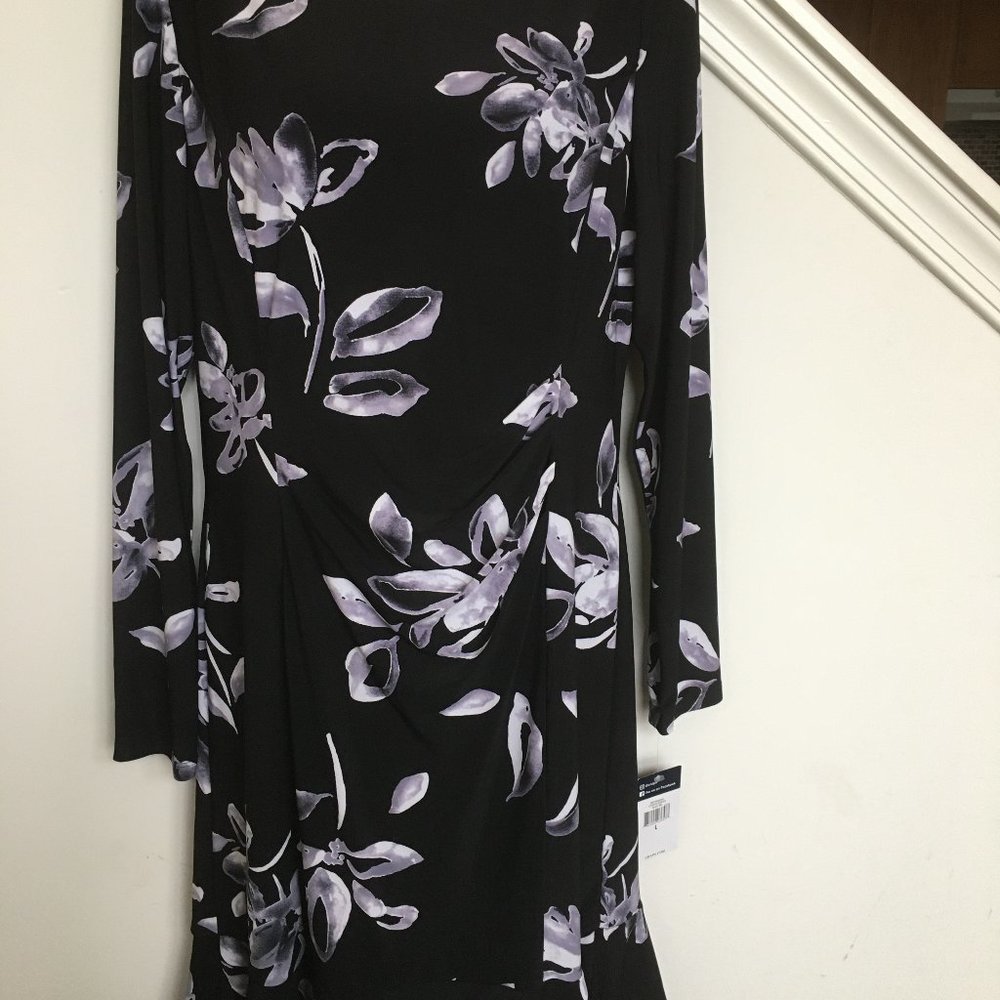NWT- Chaps Women's Dress Black & White- L